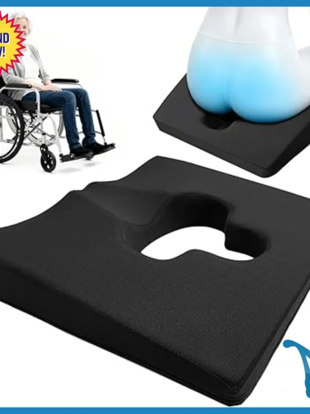 Memory Foam Gel Wheelchair Seat Cushion Pressure Relief Sciatica Pain